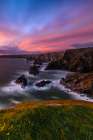 United Kingdom, England, Cornwall. Carnewas, The Cove at Bedruthan Steps at Sunset Art Print